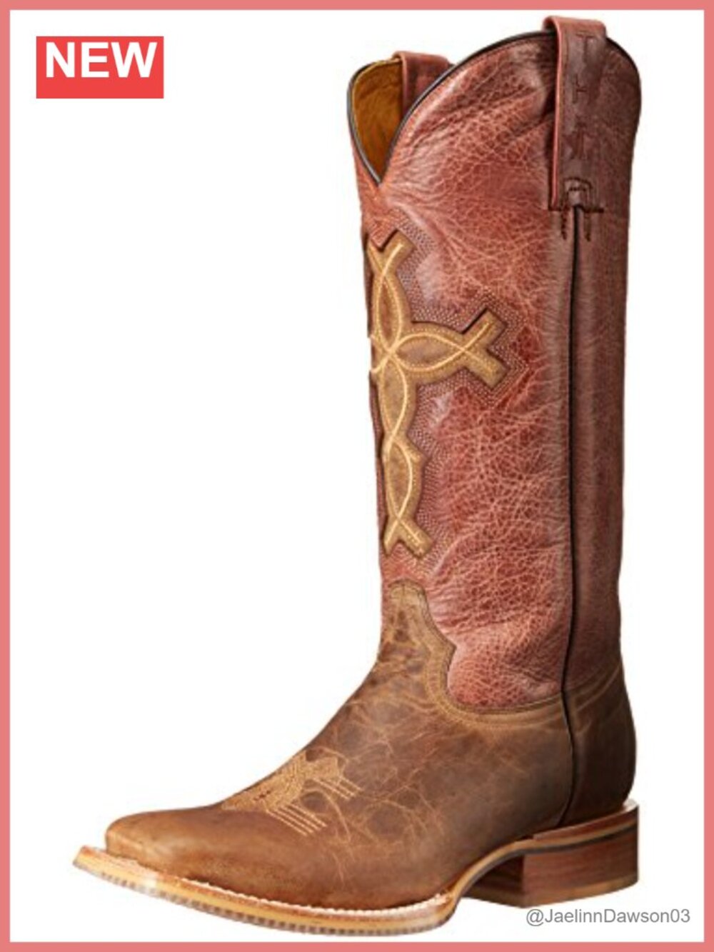 Leather Mid-Calf Western Work Boot Square Toe Pull-On